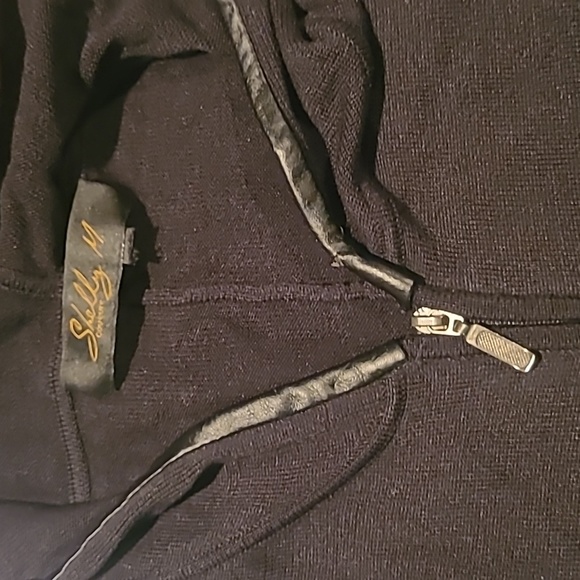 Shelly M. Couture Black Hoodie Sweater, sleeves with ribbed bottom, Zip Front, L - Picture 6 of 9